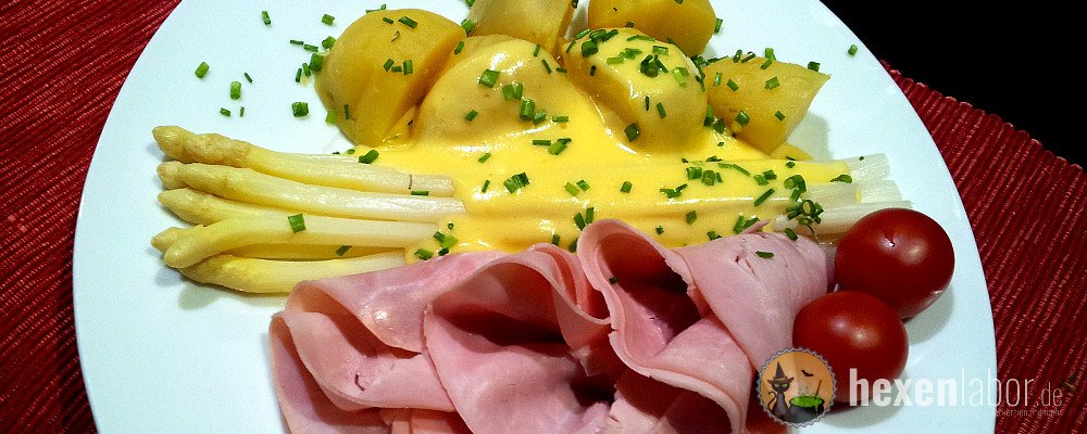 Spargel mit Sauce Hollandaise und gekochtem Schinken - Hexenlabor